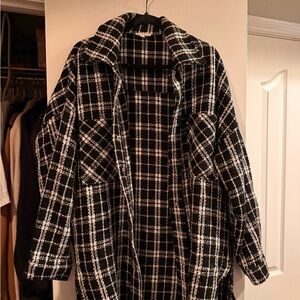 Plaid Black and White Women's Jacket
